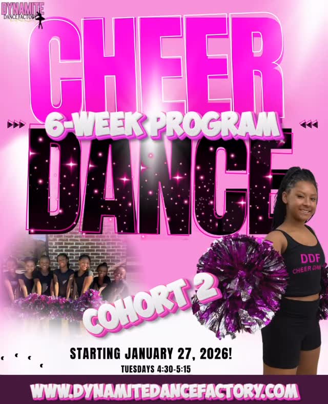 📣 COHORT TWO IS COMING! 📣
Our Cheer Dance – Cohort 2 kicks off January 27th for ages 6–9 💕✨
If your dancer has been watching and waiting… now is the time!
⏰ Our current Cheer Dance cohort ends soon, so don’t miss your chance to jump in for the next round of high-energy fun, sharp motions, confidence building, and PINK PALACE vibes! 🎀💃🏽
👉 Register today at the link in our bio