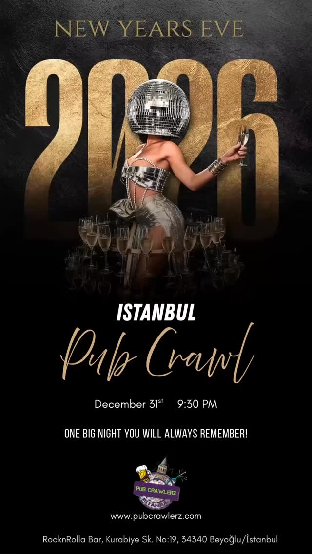 Istanbul NYE Pub Crawl: Where the nightlife never sleeps! 🥂🎆 From Taksim beats to midnight toasts – crawling into 2026 in style!
Date: December 31st
Time: 21:30
Meeting point: RocknRolla Bar Taksim
#HappyNewYear #IstanbulVibes #istanbulnightlife #istanbulnights istanbulpubcrawl
