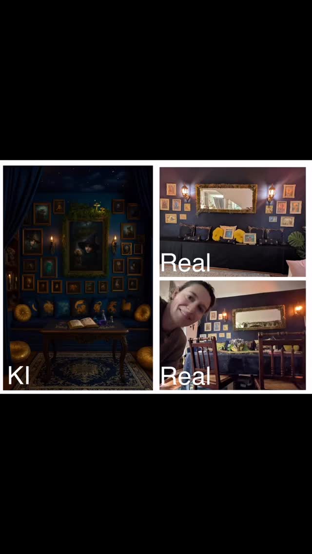 ✨ KI vs. Kreativität? Nein. KI für Kreative. ✨
Links: die Feynarock-Erlebniswelt, wie ich sie mit KI geplant habe.
Rechts: derselbe Raum – real gebaut, von Hand, Schritt für Schritt.
Ich habe KI nicht benutzt, um Kreativität zu ersetzen,
sondern um sie klüger einzusetzen.
Ich habe mir Inspirationen gesammelt, sie in die KI gegeben,
Fotos vom echten Raum gemacht
und die KI gebeten, genau die Möbel, Objekte und Bastelstücke,
die ich selbst gebaut oder gefunden habe, neu und stimmig anzuordnen.
Das Ergebnis?
Ein klarer Plan. Eine Vision, die sich testen ließ.
Und dann habe ich genau das umgesetzt,
was sich für mich richtig angefühlt hat.
So konnte ich Zeit sparen, Umwege vermeiden
und einen riesigen Raum in unter drei Monaten komplett transformieren.
KI muss nicht der Feind der Kreativen sein.
Sie ist ein Werkzeug.
Und in kreativen Händen kann daraus etwas sehr Reales entstehen.
#Kreativität #Handgemacht #Raumgestaltung #CreativeProcess #MachenStattReden