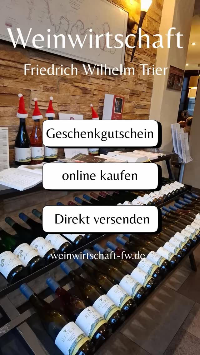 Manche Geschenke bleiben in Erinnerung. 🍷
Mit einem Gutschein der Weinwirtschaft Friedrich Wilhelm Trier verschenkst du Genuss und Zeit
.
Online kaufen. Direkt versenden. Fertig. ✨
#weinwirtschaft
#weinwirtschaftfw
#geschenkgutschein
#trier
#genussmomente