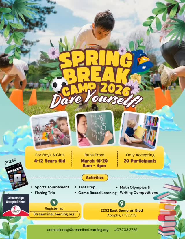 Ready to trade the screen-time struggle for some spring break magic? 🌿✨
Stop scrambling for last-minute babysitters. Give your child a break they’ll actually remember! 🧠❤️
At STREAMline Learning Spring Camp, we’re blending curiosity with fun. Your kids will be building, exploring, and making friends, not just watching TV.
🔥 HOT SPOT ALERT: Our camps fill up quickly!
📅 March 16-20th
📍 2252 East Semoran Blvd Apopka Fl
🔗 https://www.streamlinelearning.org/services-9
#SpringBreakMode #MomLife #DadLife #STEMCamp #LearningIsFun #SpringBreakPrep #KidActivities #SupportLocalLearning
#SpringBreakMode #MomLife #DadLife #STEMCamp #LearningIsFun #SpringBreakPrep #KidActivities #SupportLocalLearning
https://www.streamlinelearning.org/services-9