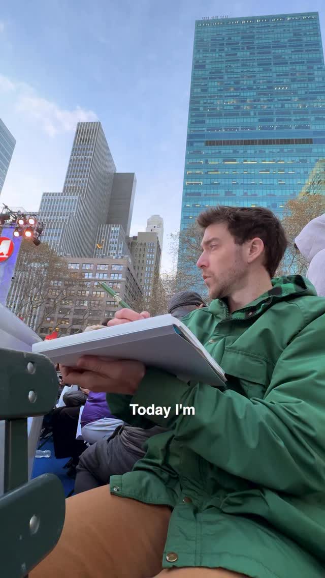 Drawing quick moments like this becomes a lot easier when you know what to look for. 👀 In Zero to Sixty, we break down methods from illustration, animation, and film to make better choices on WHAT to draw so HOW to draw on location is less daunting. Finding a “hero” for a sketch is a good example. If you choose the right person and the right moment to reference them, you can afford to make dozens of small mistakes while rendering and nobody will care because the story comes through. At first, this makes drawing a little more challenging, but soon, it becomes second-nature. My recent cohort just finished five weeks of focused practice and wanted to see how I apply the ideas together as a demonstration. Ice skaters were the obvious choice, but you’ll see me take similar steps with other subjects throughout 2026. If you want to learn these methods yourself, join us on January 06 🏎️ 🏁 #drawingonlocation #urbansketchers #arttutorial