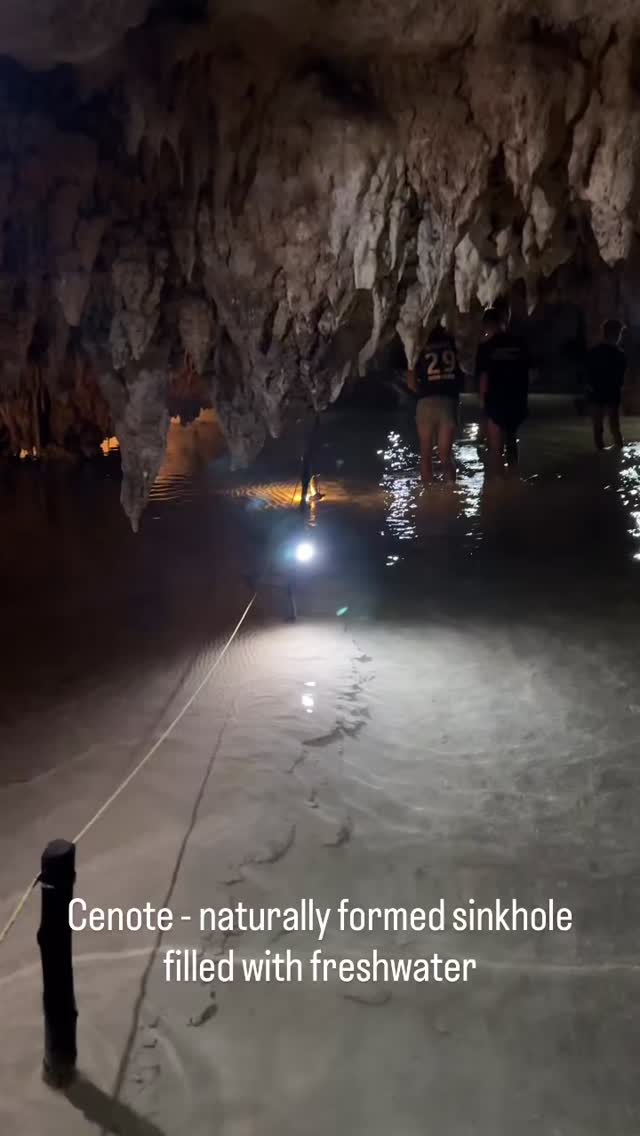 Super cool experience… Water started out ankle deep and progressed as I walked deeper into the cave to an area where you could swim #cenote #tulum