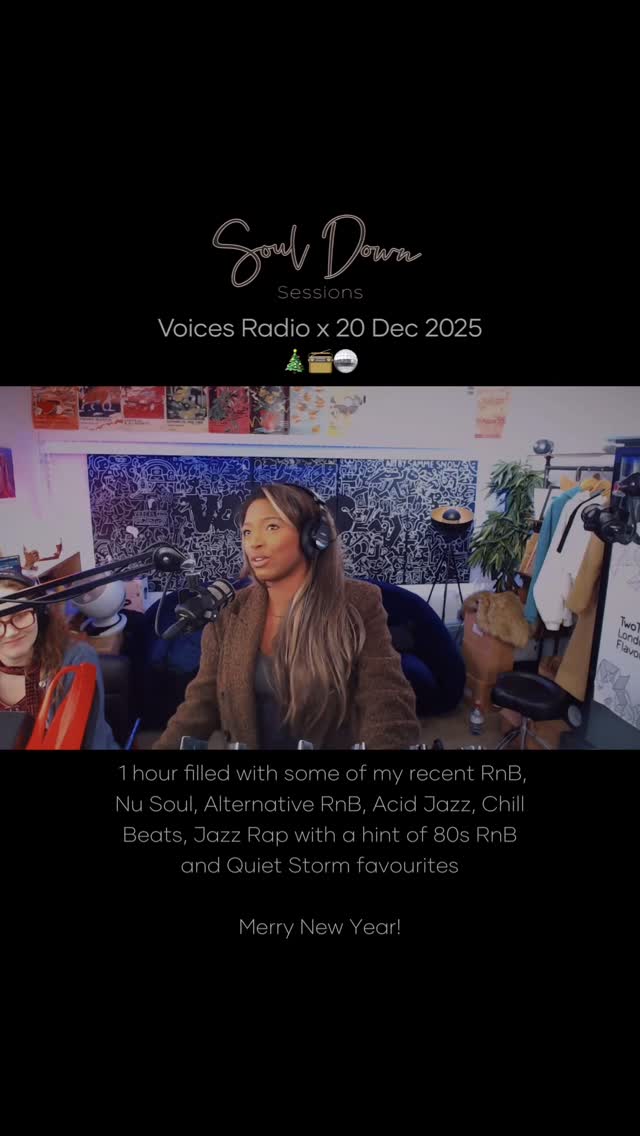 Love a good rambling. The subtitles can’t even catch up. But welcome if you’re new, this space is dedicated to Nu-Soul, all forms of R&B (from classic to alternative), as well as Jazz Beats & Jazzy Hip Hop. In reality, they have all evolved from the roots of Soul, Funk and Jazz, genres I truly adore.
In this clip I’m touching on playing 80s R&B in the last half of the show to embrace the end of year spirit as it’s inherently celebratory, escapist and the unifying vibe that matches the festivities. Just a glimpse of unadulterated joy from me to you.
📻: aired: 20 Dec 2025, 11am (UK)
available on mixcloud & soundcloud via @voices_radio
#souldownsessions #nusoul #rnb #goodvibesonly #soulmusic