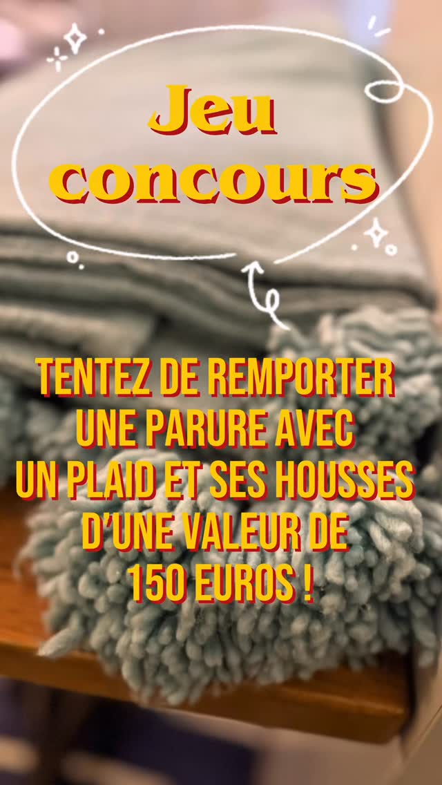 Tentez de remporter une parure composée d’un plaid et ses housses assorties d’une valeur de 150 € !
Pour participer, rien de plus simple : abonnez-vous, aimez et partagez cette publication et taguez 4 personnes en commentaire !
Tirage au sort samedi 10 janvier dans une nouvelle vidéo !
Bonne chance 🍀