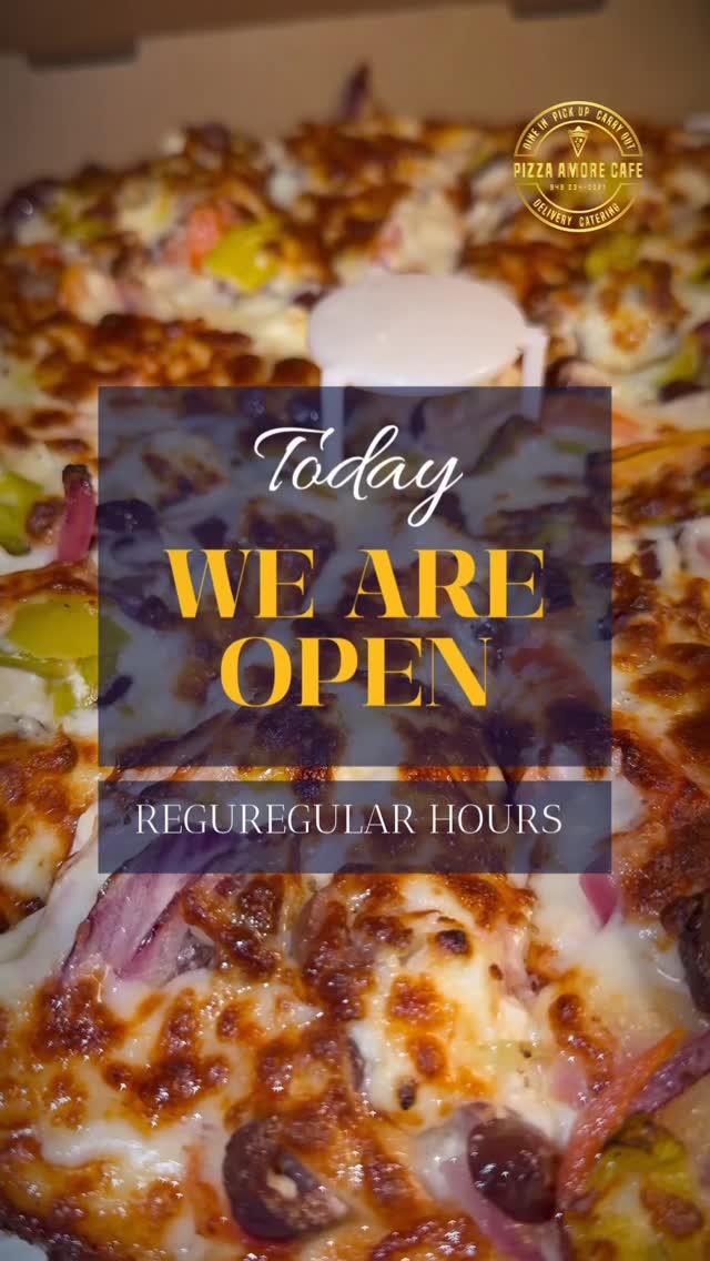 We are fully open today, January 1.
Dine-in, takeout, and online delivery available.
Order online and enjoy Pizza Amore Café at your door.
📍 31888 Plaza Dr, San Juan Capistrano, CA 92675
📞 949-234-0071
#chefnimsay #sanjuancapistrano #italiancuisine #pizzaamorecafe #missionsanjuancapistrano
