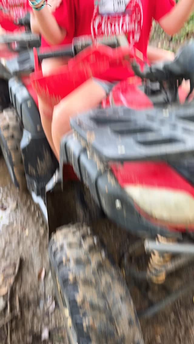 Getting ready to ride the ATVs at Xplore Xtreme Park in Mahogany Bay #realdeal #atvs #slothpark #extremeadventure