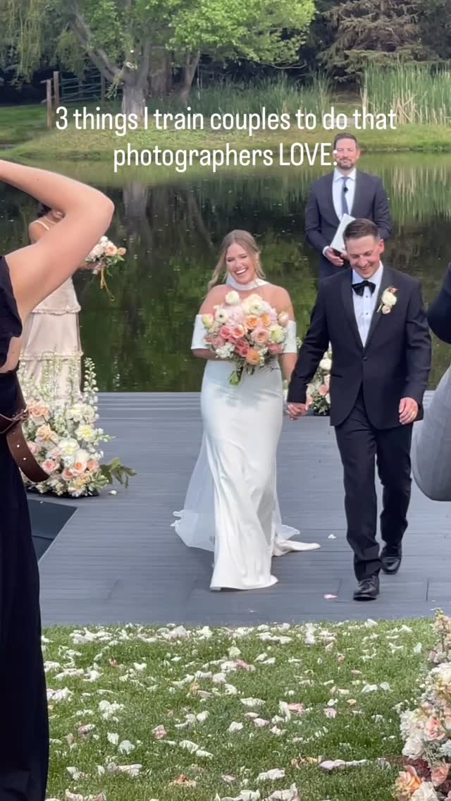 There are very few instances where I don't require a rehearsal before the wedding. Yes, it sounds easy, but you'd be shocked by how many people mess something up or get confused walking down the aisle.
During rehearsals, I'll also prep couples to do their photographers a solid because these are the photos the couple always wants, too.
1. During your first kiss, kiss twice. This helps your photographer make sure they have THE shot.
2. Kiss or do a dip half way down the aisle. It's another opportunity for a favorite photo, and it allows you to see the faces of your bridal party and family.
3. Do it all again when you get to the end of the aisle. You can see almost all of your guests faces in the background, and it can be a super sweet moment.
Want more tips like this? Hire me and follow for more! 💁🏻♀️