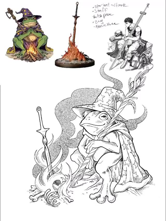 How 3 client pictures becomes a custom tattoo! #tattoo #customtattoo #illustration #tattoospeedpaint #wizardfrog
