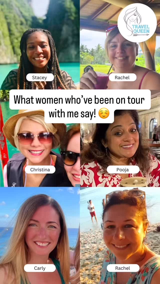 How this lovely lot felt after their first ever group trip with me… and they’ve been on a whopping ✨NINETEEN✨ Travel Queen trips between them since! 🤩🩵
No matter how many tours they may have now done, the main thing is that they started off the same as how pretty much every woman who joins us does; without knowing anyone… and I know that can be the scariest part of joining your first group trip, but it’s also why everyone forms new friendships so quickly! 🩵
So they have very kindly shared their experience from when they were like you might be now, tempted to go for it and book onto one of our adventures, but just looking for that extra little bit of reassurance that it’ll all be ok, and that you’ll be very glad you did! 😊🩵
We have a load more reviews you can read and longer videos you can watch on the Travel Queen website, in fact I’m in the process of updating it with even more recent ones as we speak, and you can find a link in our profile and stories 👉
All our 2026 trips are on there too, and starting to fill up!
If you’re just finding us, hi! 👋 Travel Queen is a super personal group tour operator (owned by me, Mel, feeling the love from the comments in this video 🥰) and we specialise in creating carefully crafted, often life-changing, always empowering, adventures for women, with lots of special little touches, carefully selected accommodation and hidden gems; perfect for the solo female traveller who wants to enjoy it all with the company of likeminded women and a group leader to take care of everything! 😊
To find out more about us and all our amazing adventures head to the Travel Queen website, where you can find even more reviews and send us any messages in the chat - there’s a link in our profile and our stories 👉
Follow us for more highlights of our tours and all kinds of solo female travel and woman power inspiration! ✨
#sofetravel #solofemaletravel #grouptravel #sheisnotlost #pov #womanpower #shetravels #travelqueen #povreels