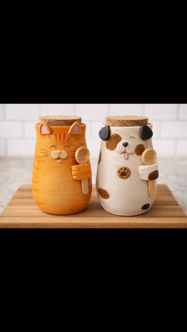 New salt cellars for 2026! #wheelthrownceramics #salt #catsoninstagram #dogsofinstagram