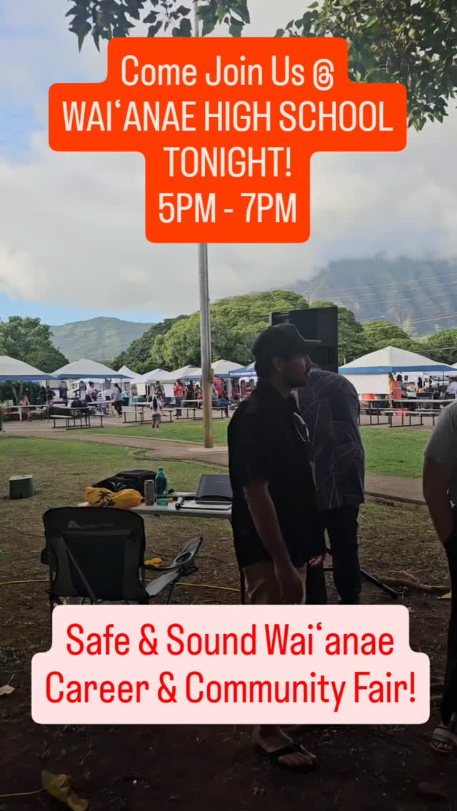 We're in full swing, Waiʻanae! Come join us for a night of community and care at the Safe & Sound Waiʻanae Career and Community Fair!
Searider Grub Hub is also in effect tonight! Get your munchies on, too!
⏰️ 5PM - 7PM
📍 Waiʻanae High School
#waianaestrong #paapono96792 #seariderpride #WaianaeGrown
