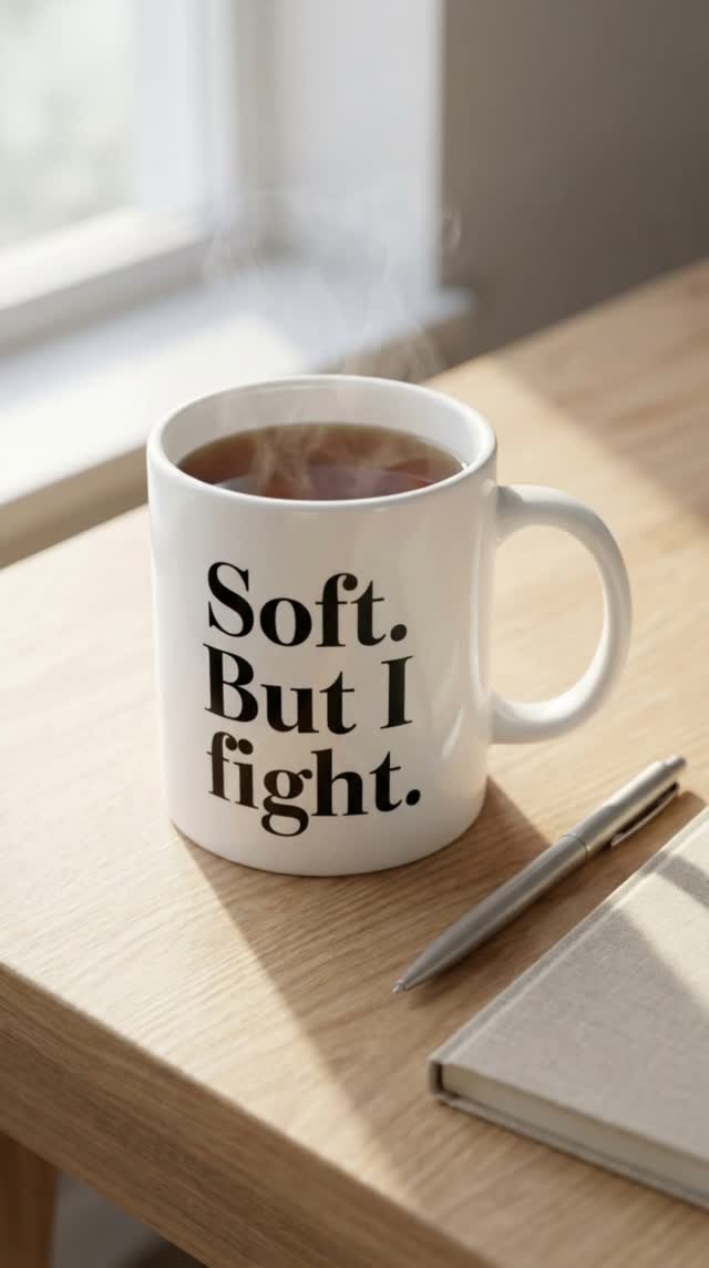Sip with strength! 💪✨ Start your day with bold vibes & affirmations. ☕ Save this for your daily dose of empowerment! #SoftButIFight #MorningMotivation #EmpowermentMug #SoftButIFight #MorningVibes #CeramicCoffeeCup