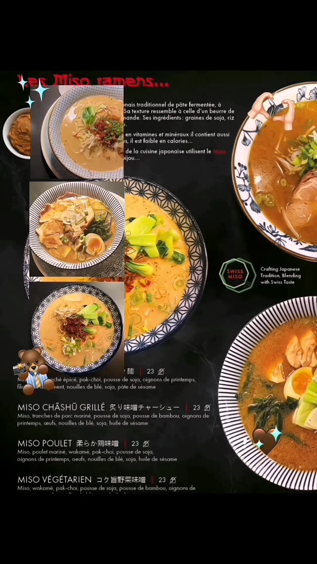 🍜 Les Miso Ramen chez Tao
Un bouillon profond, riche en umami.
Du miso fermenté, des ingrédients maîtrisés, un équilibre parfait.
Bœuf, chāshū grillé, poulet ou végétarien :
chaque bol est une invitation au Japon.
📍 Chez Tao Flon Lausanne 0213128818
#TaoMisoRamenFermentéFlon #Umami #RamenTime #RamenLovers #quartierduflon