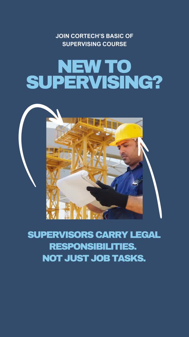 Stepping into a supervisory role means more than managing tasks — it means understanding your legal responsibilities, leading teams safely, and setting the standard on site.
Cortech’s Basic of Supervising Course is designed to help supervisors understand their duties, manage workplace hazards, communicate effectively, and lead with confidence.
Whether you’re newly promoted or responsible for health and safety on site, this course provides the practical knowledge and leadership skills needed to succeed.
Train with Cortech.
Build the skills that matter.
Become a confident, compliant supervisor.
#SupervisorTraining #ConstructionSafety #HealthAndSafety
#LeadershipDevelopment #WorkplaceSafety #OntarioConstruction #SkilledTrades #CortechSafety