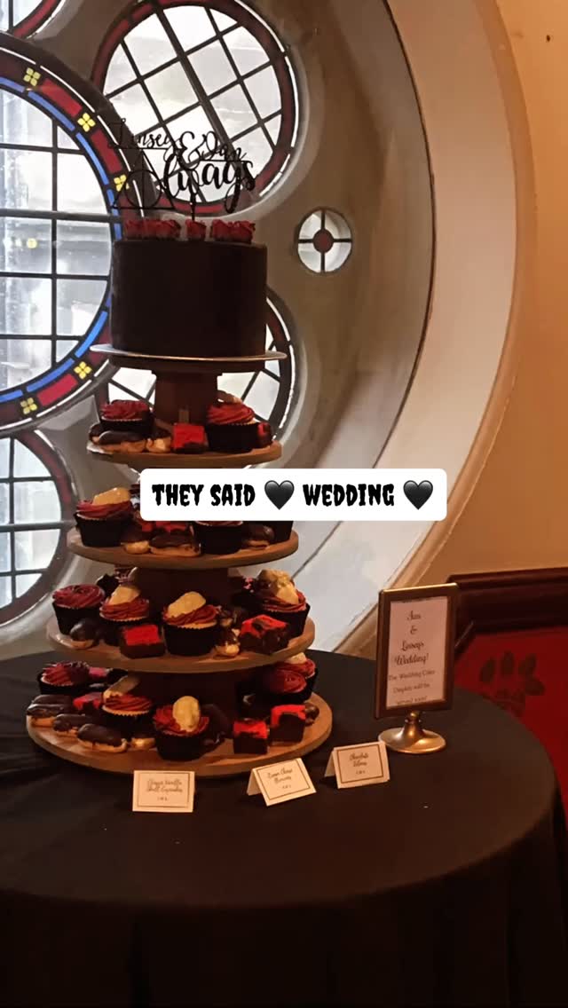 Would you ever consider a BLACK wedding cake? On top of a towering dessert display of mini cheesecake brownies, eclairs and mini cupcakes with white chocolate skull toppers, this was both a bit mystical and delicious, just right for our romantic and quirky couple! Our fab wedding couple Ian and Linsey absolutely went for the theme Til Death Do Us Part with a striking red rose and black theme and we could not be more into it if we tried! (Their DJ played Lord of the Rings and Star Wars music!) ⚔️ And it looked incredible in the evening light from the stained glass windows at @oranmorglasgow.
Here’s what Ian and Linsey said😍
“Thank you so much for the cake and desert tower, it looked amazing and our guests were blown away by it!”
What do you think about a black wedding cake? Totally one of a kind or never in a million years? What is something that you love but everyone else would be gobsmacked if it was part of your wedding day? 💍💒
📍Glasgow Weddings • Edinburgh Weddings • Wedding Dessert Table • Artisan Cake Maker • Scottish Weddings • Modern Wedding Cakes • Scottish Wedding Venue • Wedding Macarons • Wedding Doughnuts