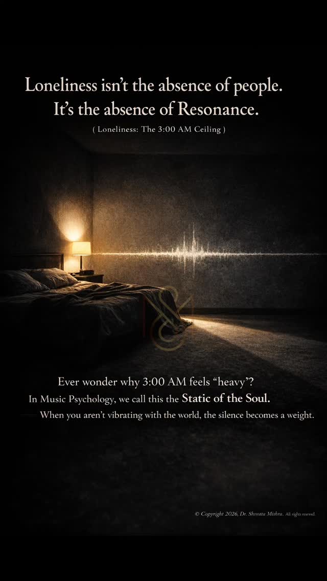 READ 👇
There is a specific "Acoustic signature" to being alone. For many, it’s not a peaceful silence; it’s a High-Frequency Ringing of the nervous system a state of "Hyper-Vigilance."
The 3:00 AM Frequency:
Between 2:00 AM and 4:00 AM, the world’s "Ambient Noise" drops. Without the "External Entrainment" of busy streets and digital chatter, your brain is forced to listen to its own Internal Drone. If that drone is out of tune filled with unhealed grief or "Tamasic" heaviness the silence feels like it’s crushing your chest.
The Global Sonic Perspective:
The "Minor Third" of the Heart: In Western music theory, the Minor Third is the universal interval of sadness. When you are lonely, your internal "hum" often drops into this melancholic frequency.
The Vedic Void: In Indian Classical music, we have "Sandhiprakash" Ragas (meant for twilight/transition). These Ragas, like Raga Ahir Bhairav, are designed to bridge the gap between the "Deep Night" and the "Coming Light." They provide the "Sa" (the foundation) that the lonely heart is missing.
The Frequency Shift:
Low-Volume Entrainment: Don’t try to "blast" music to drown out the loneliness. That’s "Sonic Masking." Instead, play low-frequency Cello or a Deep Tanpura at a volume just above a whisper. It gives your nervous system a "hand to hold."
Vocal Toning: Hum the sound "OM" or a simple "Mmm" at the lowest pitch you can reach. This vibrates the Vagus Nerve, telling your body: "I am here. I am safe. I am grounded."
The Night Scale: Listen to music that uses "Open Fifths" chords that feel spacious and stable. It removes the "Suffocation" of the 3:00 AM ceiling.
You are not "empty." You are just a solo instrument waiting for the right accompaniment.
Do you find the silence of the night peaceful or "noisy"? If the 3:00 AM ceiling feels heavy for you, comment "HEAL."
#heal #musicpsychology #loneliness