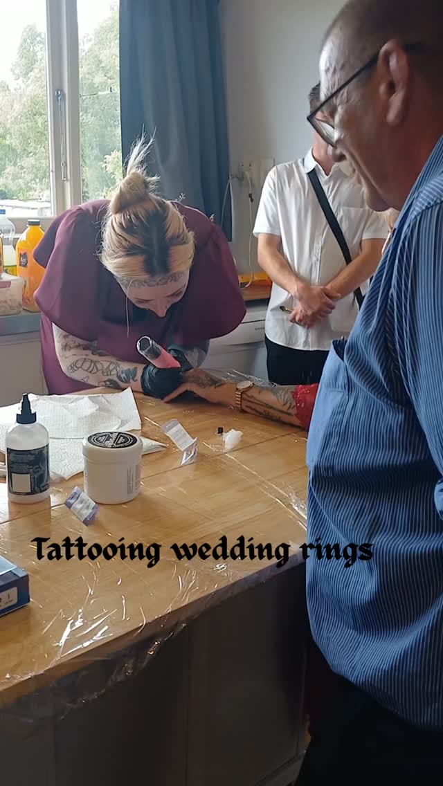 I wondered where these two had gone. I found them in the kitchen with Nickys daughter, a professional tattoo artist tattooing on their personalized wedding bands.
Tattoo certainty is a big statement, but I tend to agree with them. The way they look at each other, speak to each other and unashamedly show their love for each other publicly... makes my heart soar!
hello@hannahlindcelebrant.nz
027 384 7886
#yourweddingyourway #weddingringtattoo #thisiswhatlovelookslike❤️ #nzcelebrant