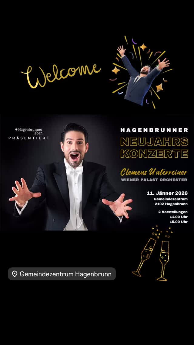 NEUJAHRSKONZERT 2026 🚨 Da das Konzert um 11:00 bereits ausverkauft ist gibt es morgen SONNTAG um 15:00 eine Zusatzvorstellung ‼️Karten mit Sektempfang 🥂 rasch sichern 🙌
Ich freue mich, wieder mit dem Wiener Palast Orchester das neue Jahr in Hagenbrunn musikalisch einzuläuten 🎶 Freut euch auf ein exklusives und unvergessliches Konzerterlebnis mit Musikern aus den angesehensten Orchestern Wiens, mit mir als Conférencier und den schönsten Melodien Arien und Liedern aus der Welt der Operetten und des Walzers. PROSIT NEUJAHR
https://www.hagenbrunn.at/Neujahrskonzert_2026_mit_Clemens_Unterreiner @clemensunterreiner @hagenbrunner.leben #ClemensUnterreiner #hagenbrunn #neujahrskonzert #wienerpalastorchester #music 📸©️CU | Hagenbrunn