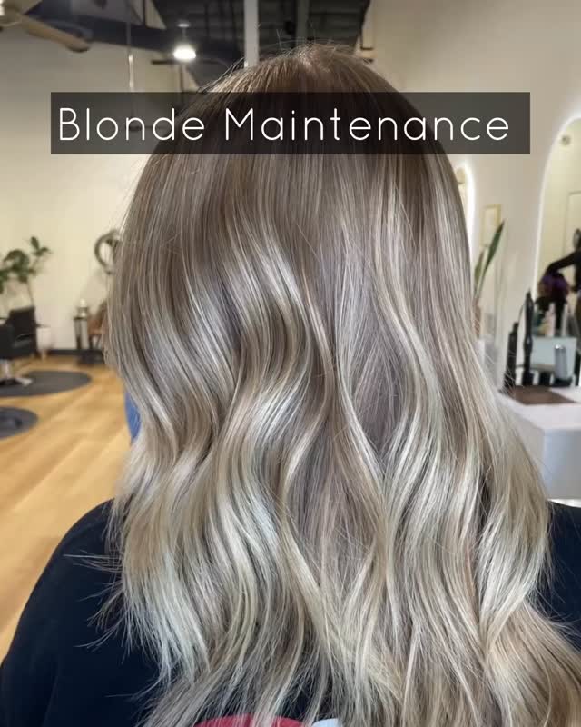 Keeping your blonde locks fabulous doesn’t have to be a chore! With just a few simple steps, you can ensure your color stays vibrant and gorgeous. Even if you only choose a couple of these tips, you’ll notice a difference!
1. Toner Alert!
Yes, toner does fade over time! Aim to refresh your hair with toner every 6-8 weeks to keep that stunning color shining bright.
2. Purple Power!
If you can’t make it in for a gloss, don’t worry! A purple shampoo can help maintain your vibrant blonde tone. Think of it as a handy at-home toner to hold you over until your next salon visit. Just a friendly reminder: don’t go overboard, or you might end up with a hint of purple in your hair!
3. Heat Protectant is a Must!
Seriously, this is a game-changer! Always use a heat protectant before styling to shield your hair from damage and color fading. And remember to lower the temperature on your hot tools—your hair will thank you!
4. Deep Conditioning Delight!
Treat yourself to a deep conditioning mask once a week. Just swap your regular conditioner for a mask during your shower. My favorite routine….Every Sunday, I slather on a mask, clip my hair up, shave my legs, and then rinse it all out. Self-care and fabulous hair in one go!