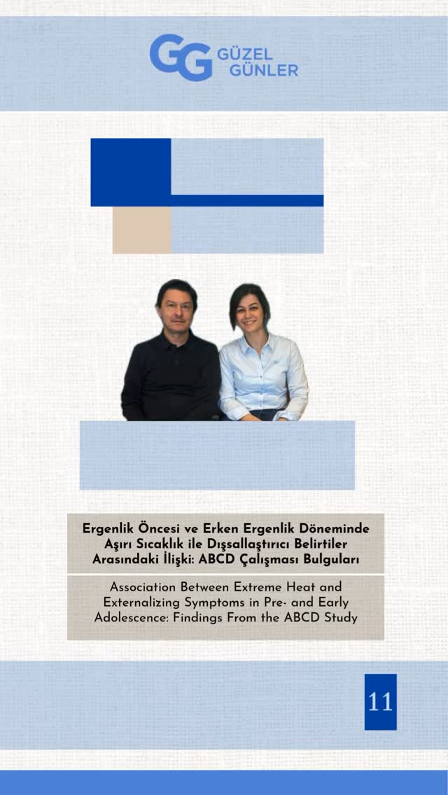 Bu çalışma, 8.120 çocuğun boylamsal olarak izlendiği ABCD Study verileri kullanılarak aşırı sıcak maruziyeti ile çocuklarda görülen dışsallaştırıcı belirtiler arasındaki ilişkiyi incelemektedir.
Bulgular, ay içinde 32.2°C üzerindeki gün sayısı arttıkça hiperaktivite, karşı gelme ve davranım sorunlarının küçük fakat anlamlı düzeyde arttığını göstermektedir. Buna karşılık aşırı sıcak ile intihar girişimleri arasında anlamlı bir ilişki bulunmamıştır. Ayrıca siyah ve Latin kökenli çocukların aşırı sıcağa daha fazla maruz kaldığı görülmektedir.
Çalışma, iklim değişikliğinin çocuk ruh sağlığı üzerinde etkileri olabileceğini ve bu etkilerin çevresel eşitsizliklerle ilişkili olduğunu düşündürmektedir.
Bu gönderi, Psk. Emre Berk Taşdemir, Psk. Derin Deniz Tuzcu & Psk. Helinnaz Taş., ve Stj. Psk. Ilgın İnce, Stj.Psk. Yağmur Berfu Öktenoğlu tarafından hazırlanmıştır.
Editör: Uzm. Psk. Sıla Kumral