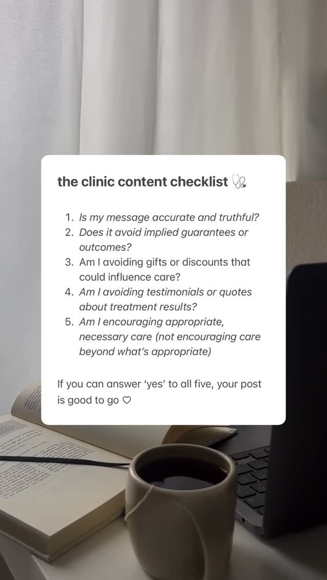 POV: You run this checklist before hitting publish, so your posts are compliant and your content is effortlessly fabulous ♡ #ahpra