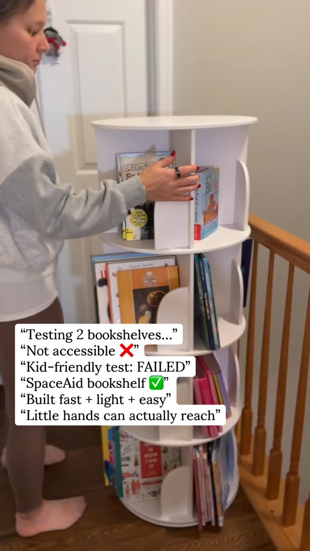 We tested two bookshelves… and my son made the verdict easy 😅
Not accessible + not kid-friendly = not it.
This one from @spaceaid_official
✅ light
✅ easy build (did it with my daughter)
✅ actually reachable for little hands
Kid-approved = mom/organizer approved.
#organizedhome #kidsroomorganization #toyorganization #bookshelf #momlife