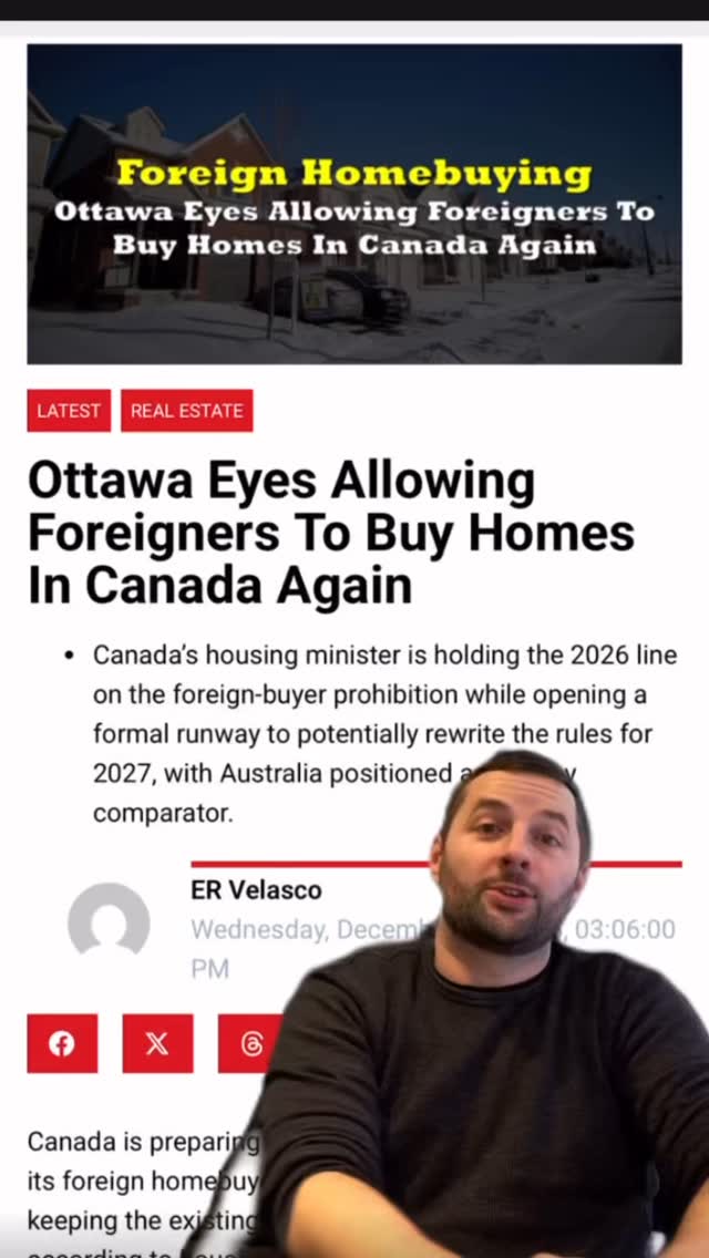 Is Canada about to open real estate up to foreign buyers again in 2027? 🤔🏠 #CanadaRealEstate #ForeignBuyerBan #HousingMarket #RealEstatePolicy #HousingAffordability #InvestorNews #CanadianHomes 🇨🇦