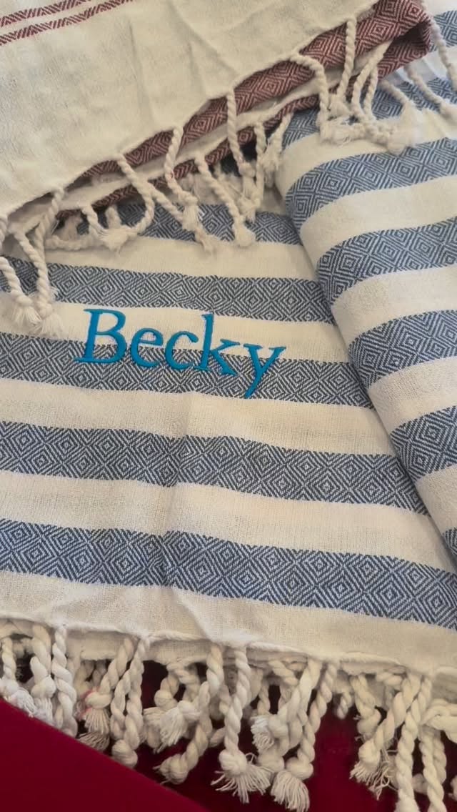 Turkish Towels Anyone? #riverfrontdesigncreations #customembroidery #embroidery #turkishtowel #beachlifestyle