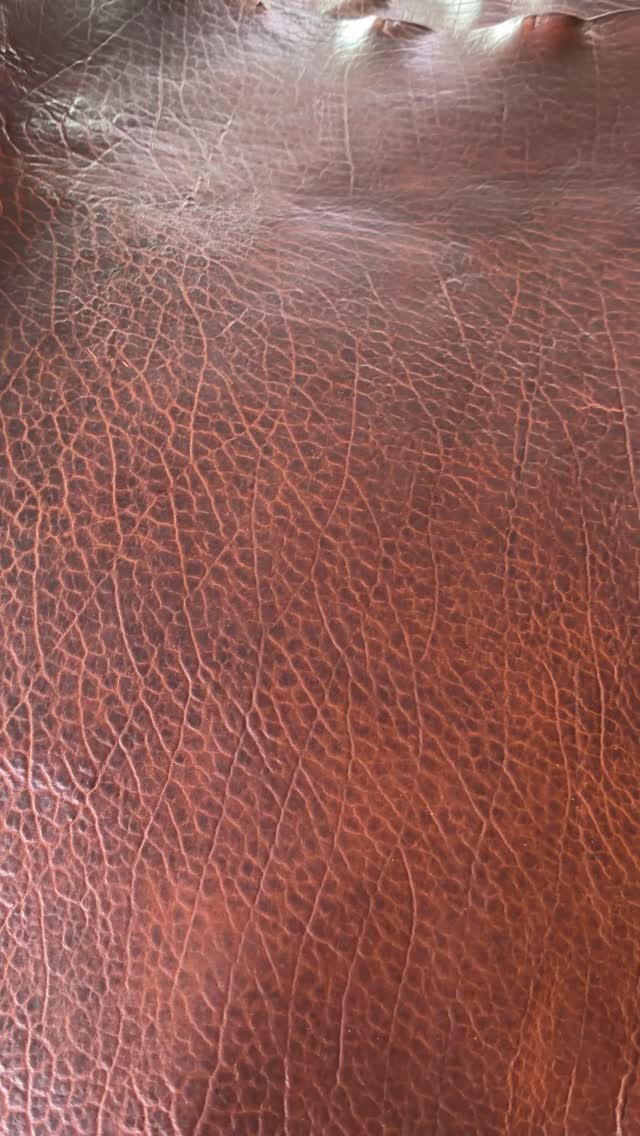Walnut Mammoth Bison! One of our favorite Bison leathers, completely aniline, natural bison grain and loaded with pull-up!