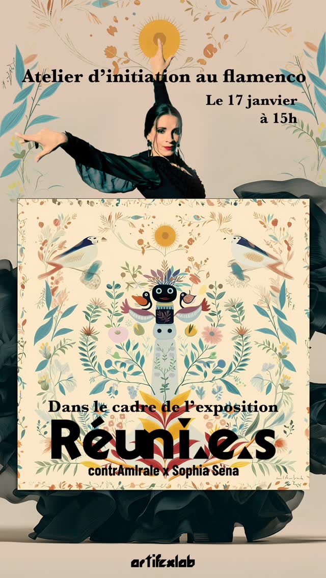 Atelier d’initiation au Flamenco – Samedi 17 janvier
Dans le cadre de l'exposition Réuni.e.s
Organisé par La Perla de Paris
Viens t’initier au flamenco chez Artifexlab avec la talentueuse @sophia_sena_official , danseuse de flamenco professionnelle.
🗓 Samedi 17 janvier
⏰ 15h
📍 Artifex Lab — Paris 11e
Ce que tu vivras :
• Pas fondamentaux & rythmes (compás)
• Sensibilité du mouvement
• Écoute du chant et de la guitare flamenca
• Expression corporelle et présence
Pour tous (à partir de 12 ans, aucun niveau requis)
💶 Tarif : 20€
‼️ Places limitées – Réserve vite !
👉 Lien d’inscription en bio.
📍 Et ce n’est que le début :
📆 28 janv · 18h30 – Atelier
📆 11 fév · 18h30 – Atelier
📆 28 fév · 15h00 – Atelier
📆 6 mars · 18h30 – Atelier
💃 Rythme, présence, culture
Le flamenco, c’est une expérience vivante.
#Flamenco #AtelierFlamenco #Paris #Danse #ArtifexLab ExperienceReelle CultureVivante