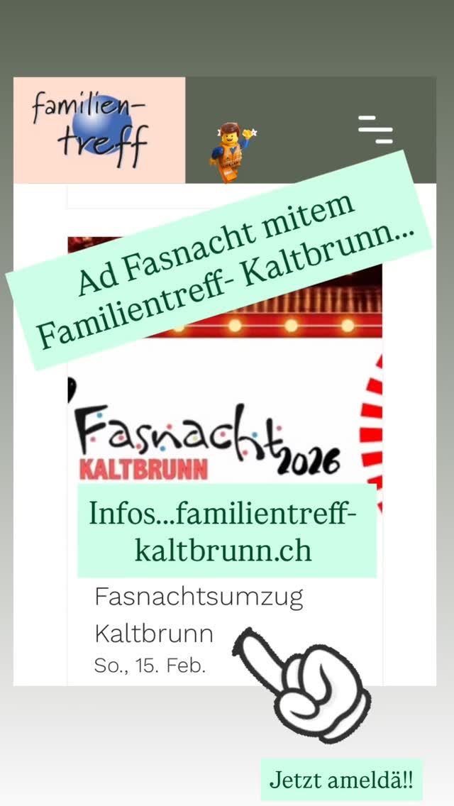 LAUF MIT ÜS AM UMZUG MIT! MIT MÄ COOLE MOTTO SIMER UNTERWEGS! AMELDÄ UF ÜSERÄ HP! #
kaltbrunn #linthgebiet #familientreff #familien #fasnachtkaltbrunn#umzug#machmit