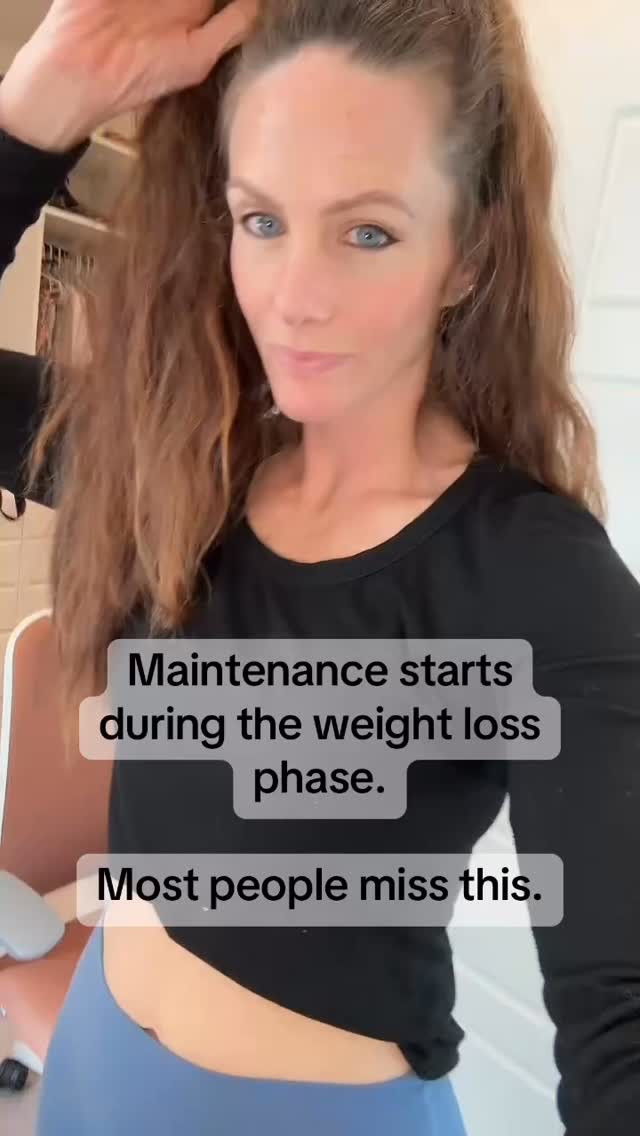 Here’s what research shows people who maintain weight loss long-term have in common:
1. They eat in a fairly consistent way most days — not perfectly, just consistently.
Yes, there’s flexibility. But weekends don’t look drastically different from weekdays.
2. They prioritize food quality and protein — not just calories.
3. They keep some form of awareness without obsessing.
That might be the scale, a pair of jeans, or tracking a few days here and there.
Data is information. Ignoring reality usually makes things harder, not easier.
4. They move regularly — but it’s realistic movement they can sustain.
5. And when weight starts to creep up, they address it early instead of panicking or starting over.
People who keep weight off don’t rely on motivation — they rely on habits. Habits built during the weight loss phase.
weight loss maintenance | sustainable weight loss | fat loss strategy | nutrition for weight loss | food quality matters | healthy weight loss habits | protein and fiber focus | long-term weight loss | maintaining weight loss | real food approach