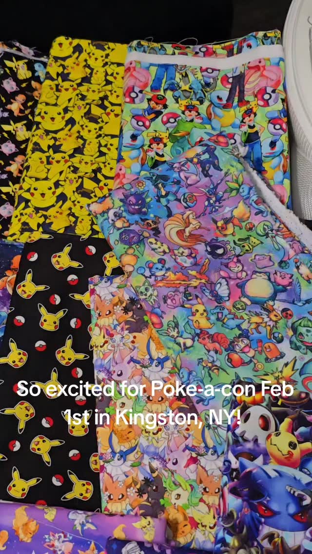 Prepping for @pokeacon !
All these fabrics I've been collecting for years... finally getting their time to shine with people who will appreciate them! 😍