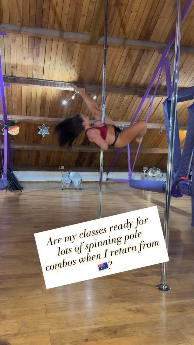 And the count down begins until I’m home…prepare yourselves for some hard, but fun classes coming your way….
Conditioning is back…I know you’ve missed it! 💪
Spinny pole is back. It’s been a while! ❤️
Let’s go baddies #spinnypole #poledance #polefitness #aylesbury #over40spole