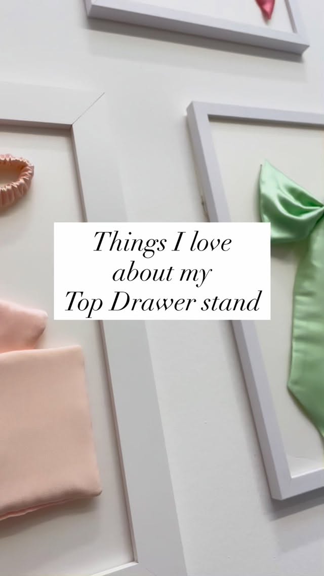 Today is the last day @topdrawerlondon and I am upstairs at stand 135 if you are looking for UK made accessories this year.
Here are a few things I love about my stand 💕
My silk scrunchie sample drawer! And letting people choose their favourite colour to take with them
Which leads me to the silk scrunchie wall. This doubles up as my full colour range too as I’d need a huge stand to show every product in every colour 😅
And bringing a new product along as well as my most requested restock ever! I will be cracking on with the silk bookmark samples ready to launch after Top Drawer because I am a little bit obsessed with them already 📚
Video description- clips of a trade show stand showing silk accessories including scrunchies in a drawer, scrunchies on a wall and wall mounted silk bookmark samples and embroidered swan eye mask