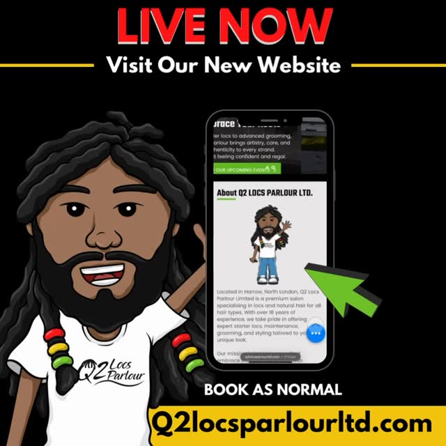 …NEW WEBSITE IS LIVVEEE
Q2 Locs Parlour family… head to our new website and have a look 🎉🎉🎉🎉
Q2locsparlourltd.com
🚨If you have our old website bookmarked, please retype the web address to access🚨
Please create a profile/subscribe to keep in touch and be first to hear about discounts . Get involved in our online community through our forum.
BOOK
SHOP
EXPLORE
AND CHAT
ALL IN ONE PLACE ❤️💛💚
Please bare with us as we continue to improve the site. Any isuues please get in tough 🙏🏾
#website #q2locsparlour #loctician #locGuru #fyp