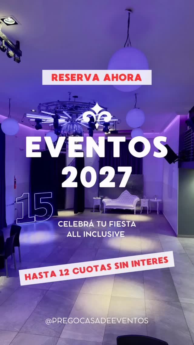 ✨ Calendario 2026 y 2027 ABIERTO ✨
Si estás pensando en festejar en un ambiente cercano, cálido y bien cuidado, este es el momento:
En #PREGO #EVENTOS hacemos todo tipo de celebraciones:
🎉 #XV
🎂 #Cumpleaños
🎓 #Recibidas
💍 Casamientos
🥳 Malones
🏢 Eventos empresariales
Un salón pensado para disfrutar con tus seres queridos
💡 Servicio completo
DJ · sonido · iluminación · catering · fotografía · bebidas
Todo integrado, todo coordinado, todo al nivel que tu evento merece ✅
💳 Facilidad de pago
Planes en cuotas
Precios especiales al contado
Eventos únicos
Detalles que importan
Recuerdos que quedan.
📲 Escribinos por WhatsApp y asegurá tu fecha ❗️
Las fechas vuelan… y las mejores se reservan primero
221 459 5615