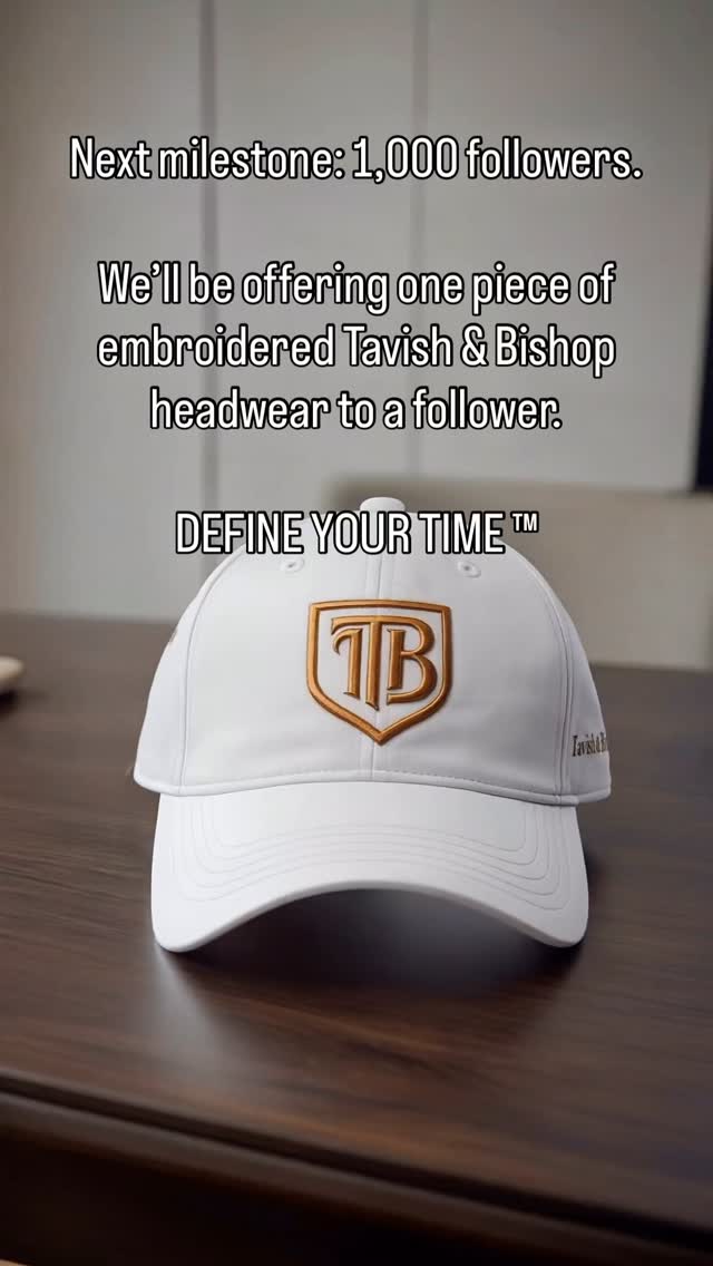 Next milestone: 1,000 followers. We’ll be offering one piece of embroidered Tavish & Bishop headwear to a follower. DEFINE YOUR TIME™#microbrandwatch #swissmovement #tavishandbishop #watchesofinstagram