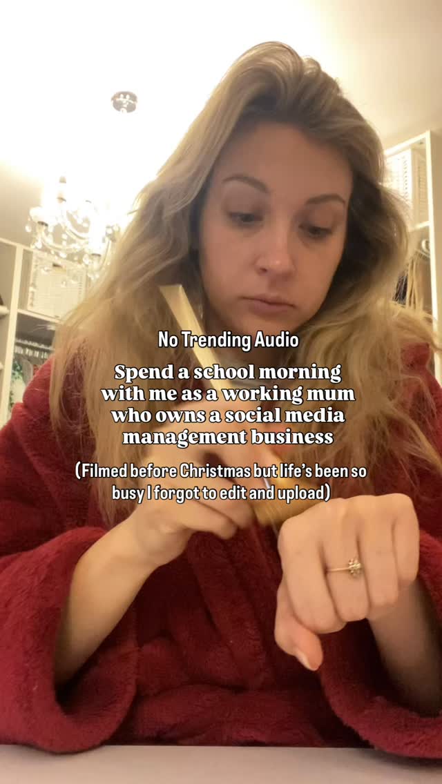 Confession time!!!
I actually filmed this before Christmas…and then life got mad busy and I completely forgot to edit and upload it 🙈 But I filmed it, so here you go!
This was the last week of school, Christmas jumper day for the kiddo 🎄 On this day I did the school run (I do it three mornings a week) got myself ready, and then had a bit of a different workday.
I wasn’t in the office or working from home, so I popped to my parents’ house (they live five minutes away) for a coffee ☕️ If I can, I love heading there one morning a week and working through my to do list from their kitchen table (Dolce Gusto always involved).
Then I nipped to our local outlet centre to return something, grabbed a bit of lunch and obviously another coffee in Costa 🤍 That took me to around midday, so that’s the end of this morning in the life.
I’m a full time working mum, self-employed, running my own business, which means I can shape my work around life when I need to…and I’m so grateful for that.
I’ve seen lots of these without trending audios or voiceovers, so I thought I’d give it a go. Here’s a tiny insight into my daily life ✨
