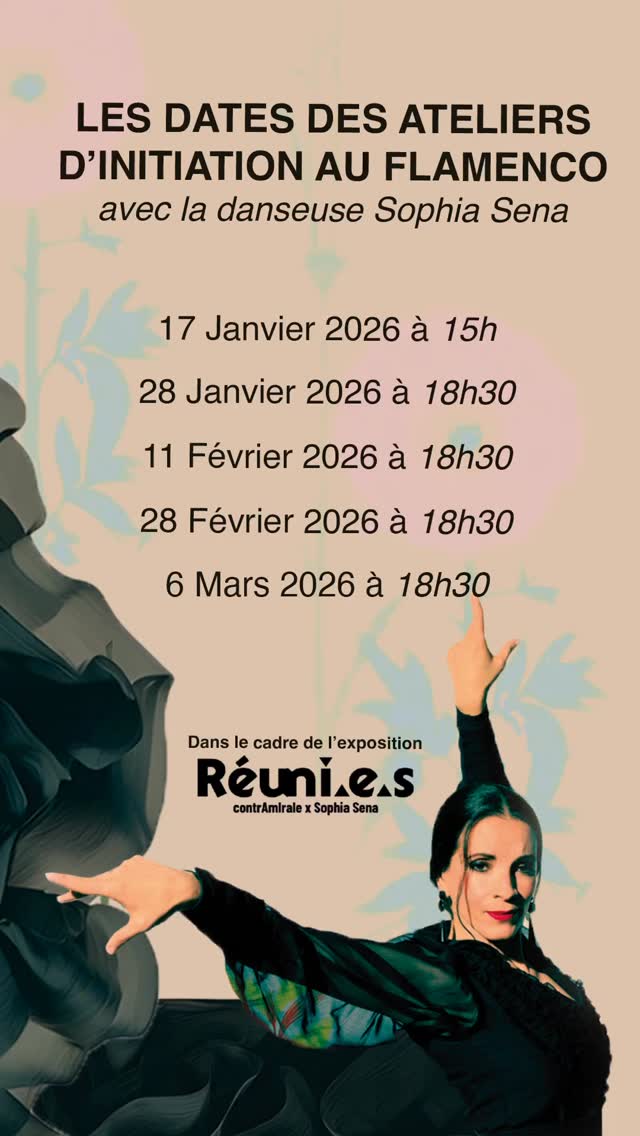 Ateliers d’initiation au Flamenco 💃
avec Sophia Sena
dans le cadre de l’exposition RÉUNI.E.S
Du 17 janvier au 6 mars 2026
Découvrez un art puissant et ancestral
Rythme • émotion • compás
Ouvert à tou·te·s dès 12 ans – débutant·e·s bienvenu·e·s
📍 10 rue de la Vacquerie, 75011 Paris
👉 Infos & inscriptions : lien en bio
¡A bailar a compas y con arte!
#atfxlab #atelierflamenco #paris #explsition