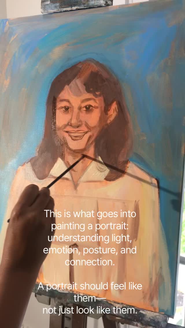 This is what goes into painting a portrait:
understanding light, emotion, posture, and connection.
A portrait should feel like them—
not just look like them.
🤍
#HandPainted #PortraitPainting #FineArtPortrait #WeddingArt
