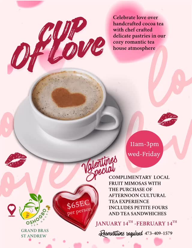 Sip, mingle, and shimmer at Oshogbo’s Cocktail and tea Soirée! 🍸✨ Indulge in artfully crafted cocktails and teas curated music, and a chic, intimate atmosphere at Grand Bras, St. Andrew #valentinesspecial #oshogboteahouse