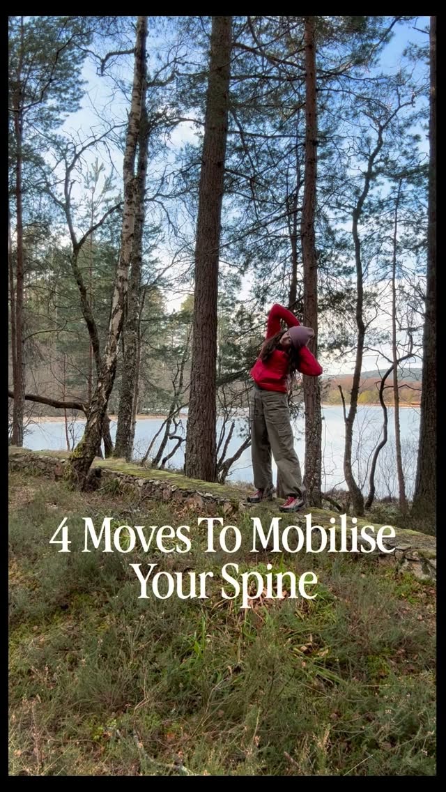 4 moves to save and try for spinal mobility.
So often we think we’re moving our spine but we’re actually just frozen in the same position moving our limbs or just the neck (think slouched at a laptop and then that same chin and shoulders forward position when you stand up)
Have a play around and notice if there’s any sections feel like they could use some more movement
❤️🔥