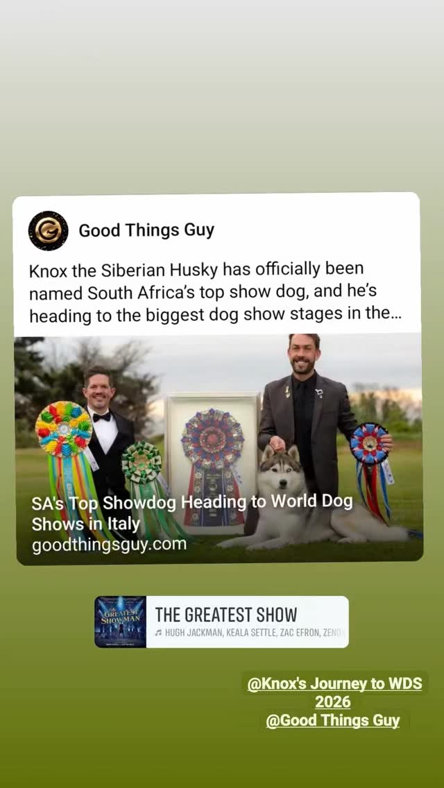 Thank you @goodthingsguy for the story.
Link ➡️ https://www.goodthingsguy.com/lifestyle/sa-top-showdog-italy/?fbclid=IwY2xjawPVxLlleHRuA2FlbQIxMQBzcnRjBmFwcF9pZAwzNTA2ODU1MzE3MjgAAR6s0CtcgfZsPYE1n1PQiLtYEzx2Fe0oEVBSakaZhHTDnIbkVH_9YZa8-AqGMw_aem_rjcNrefZRDV3dNSd1NiWww