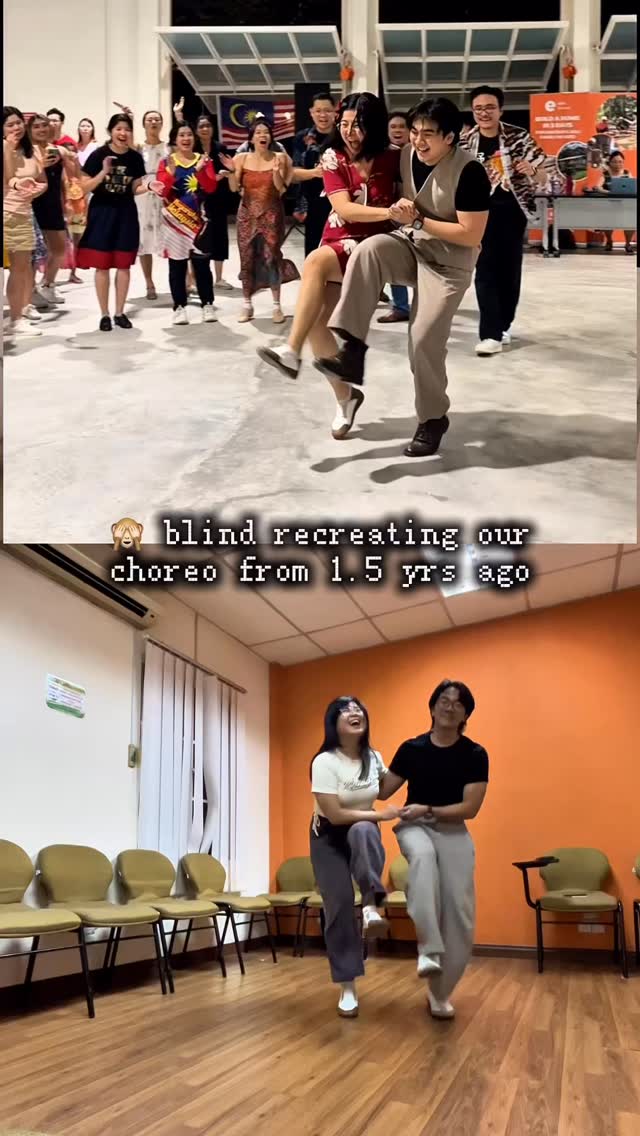 How’d we do? 🙈 ↓ Blind recreating our first Charleson jam circle choreo after 1.5 years!! Which version do you prefer?
#charleston #lindyhop #justforfun
🎵: Minor Swing - @boilermakerjazzband
📍: PARC Subang - @parcmalaysia