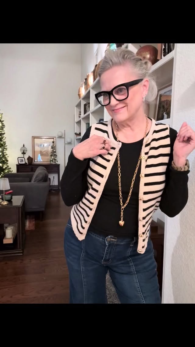 My word for the new year Is RELOAD and yesterday I shared the R. Today’s it’s the E - exercise! i’m adding three 3️⃣ unlikely things to my exercise routine, which includes more dancing, jumping up and down 50 times every morning (this feels really good!) and exercising my mind to not entertain any fearful thoughts. In other words, they’re not allowed a chair 🪑 at my table, in my mind at all. What are you adding?. As for fashion today, we never know if it will be cold or warm on Valentine’s ♥️Day, but we can wear this pretty heart necklace, regardless of the outfit. I found it @jcrewfactory and a stack of red rings is great 👍too @urbanoutfitters as well as suede flat loafers @rossdressforless ♥️I’ll link in stories.