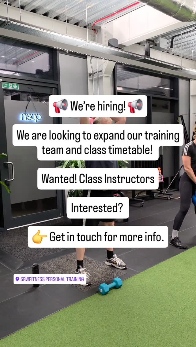 📢 Now Recruiting 📢
We are ready to expand our training team and we are looking for instructors to deliver our fantastic group classes.
If this sound like a perfect fit for you then get in touch and we can have a chat about how it all works.
TEAM SRWFitness 🙌🏻