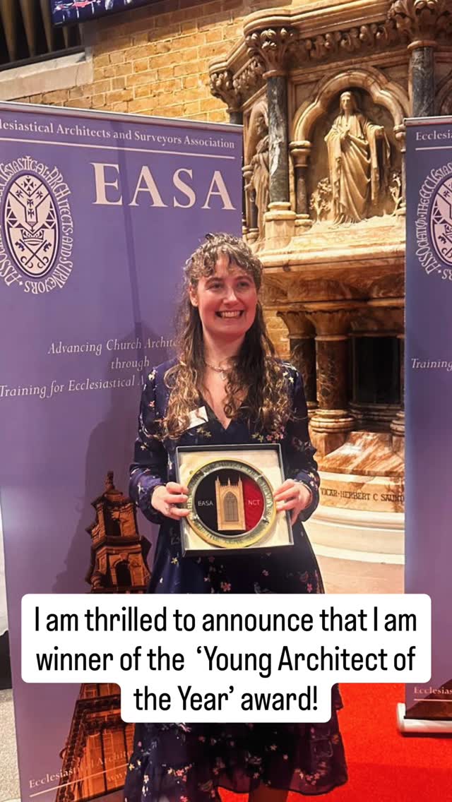 Young Architect of the Year 2025!
I am delighted to have won the @the_easa and @nationalchurchestrust ‘Young Architect of the Year’ at the Church Architecture Awards!
It is a privilege to work on such incredible buildings with such amazing craftspeople and to have been recognised for my work is brilliant- I am thrilled!
Thank you so much to everyone who has supported me- I look forward to continuing my work!
#architectureawards #youngarchitectoftheyear #ecclesiastical #2025awards #churcharchitecture