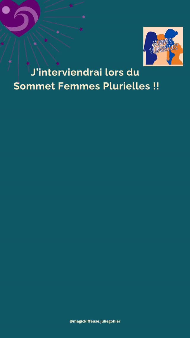 ✨ J’ose moi aussi. ✨
J’ai la joie (et un peu le trac 😄) d’intervenir en LIVE lors du
Sommet Femmes Plurielles 2026 🌸
Je proposerai une conférence-atelier :
Ose ta Vie
La joie n’est pas un luxe : la suivre te rend vivante.
Au programme :
– 4 clés essentielles pour te libérer de ce qui freine ta joie
– une pratique vibratoire de connexion à la version de toi
qui a déjà osé
Un espace pour te réaligner,
te choisir
et remettre du Kiff dans ta vie ✨
💫 Le sommet est gratuit.
👉 Le lien d’inscription est en premier commentaire
(pour assister à ma conférence et découvrir toutes les autres magnifiques intervenantes).
Si ça te parle :
🤍 like ce post
🤍 partage-le à 3 femmes autour de toi
🤍 et viens oser avec moi
Parce que cette expérience,
on la vit encore plus fort ensemble.
Julie – Magic’Kiffeuse 🪄✨
💙J’accompagne les femmes sensibles, à des moments charnières de leur vie, à passer du “je fais ce que je dois” au “je choisis ce qui me rend vivante”.
Mon approche est vibratoire, incarnée, ancrée dans le corps et le réel.
Tu n’as rien à prouver. Tu as juste à revenir à toi… et à Oser ta Vie !💙